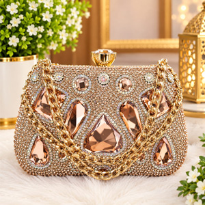 Luxury Crystal & Teardrop Stone Bridal Party Clutch P0326
